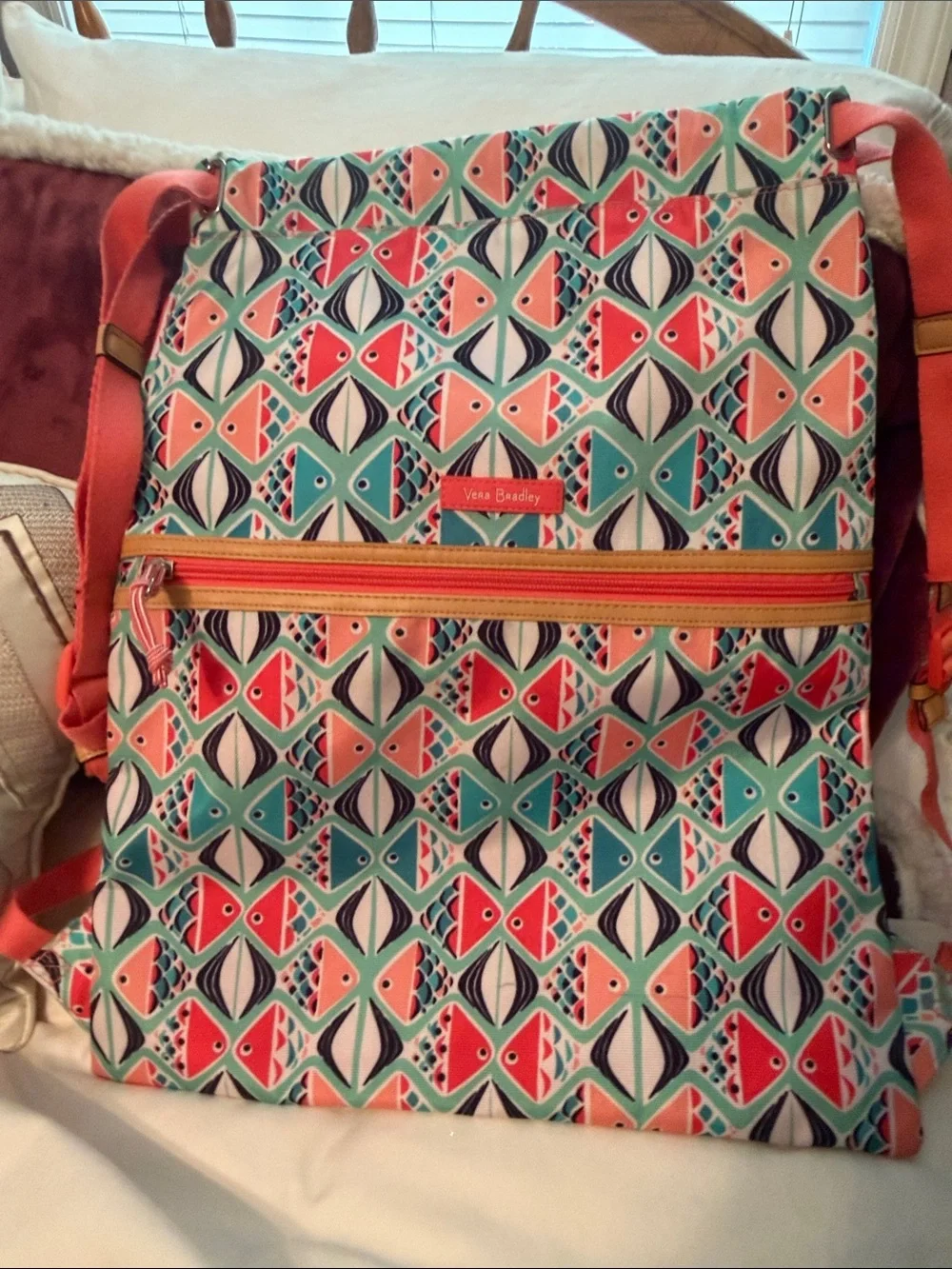 Vera Bradley Lighten Up Drawstring Backpack in the “Go Fish” pattern.. NWOT.